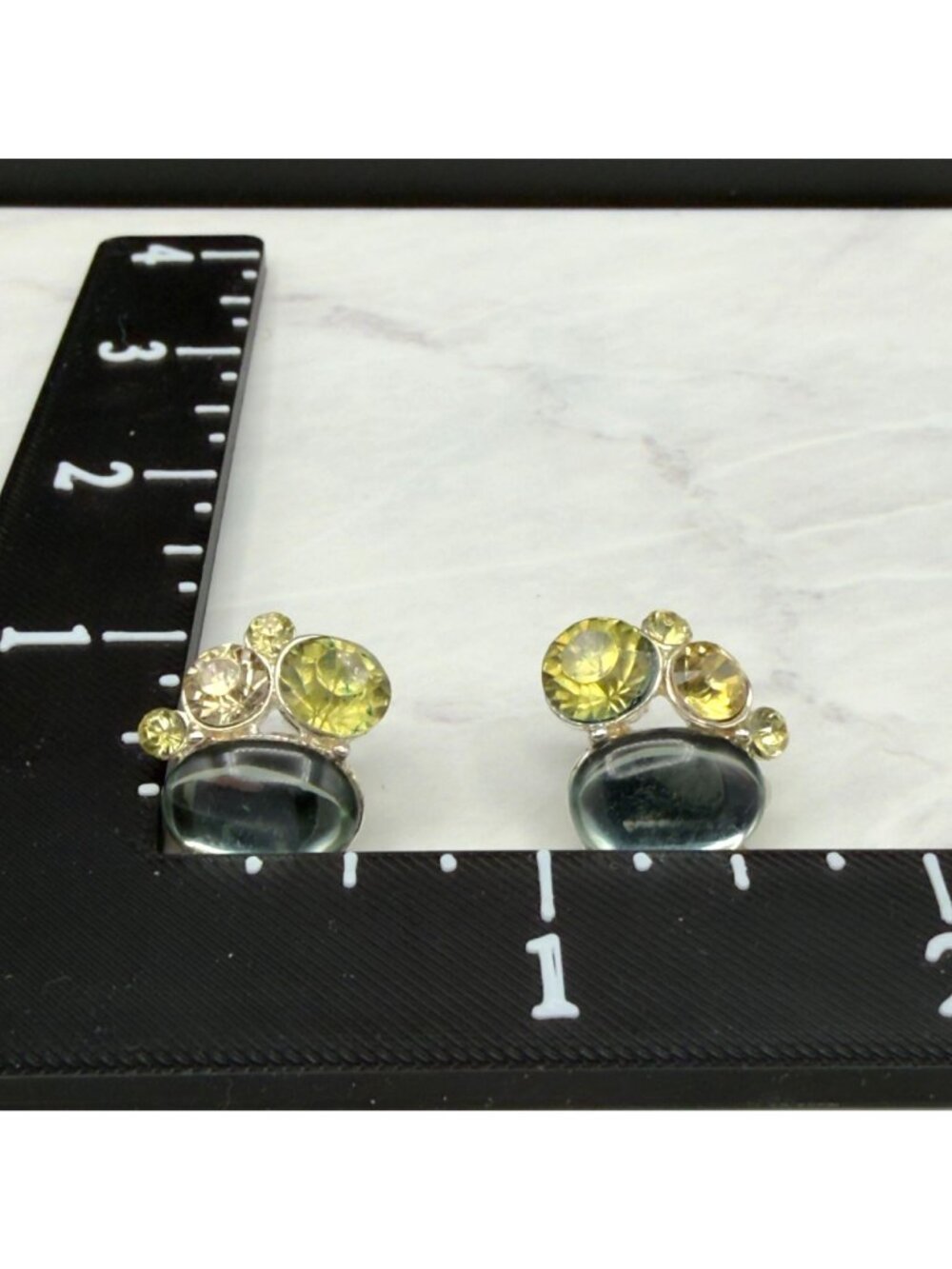 Napier Vintage Clip On Earrings Cabochon Silver Tone Blue Green Yellow READ - Picture 3 of 8